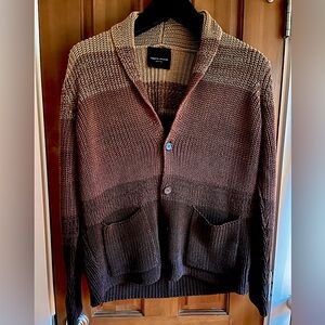 Shawl-collar cardigan. Cool Old Man Vibe. 
New.  Never worn. MADE IN ITALY